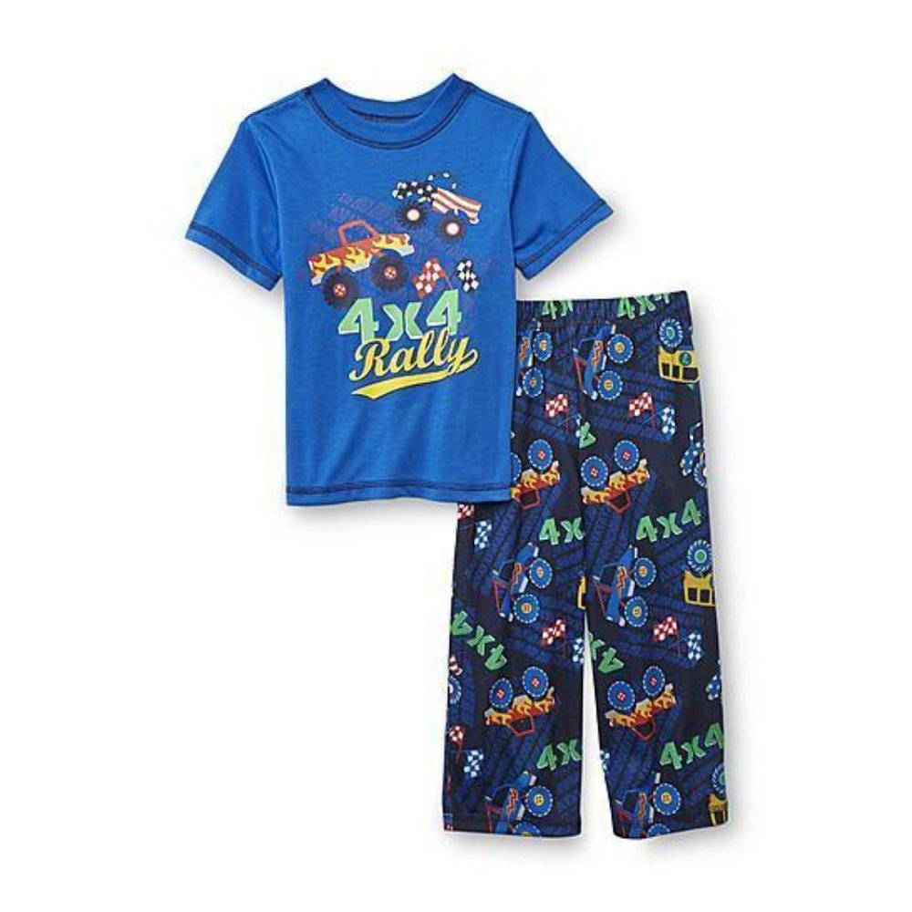 JOE BOXER Toddler Boys 2PC MONSTER Truck Pajama Set Flame Resistant Slee…